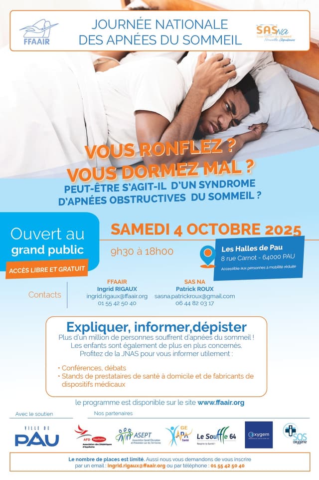 Journée Nationale des Apnées du Sommeil - 4 octobre à Pau