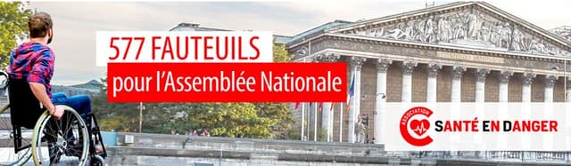 577 fauteuils pour handicapés devant l'Assemblée Nationale
