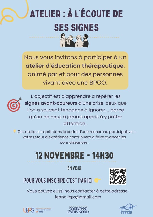 Atelier d’éducation thérapeutique – “À l’écoute de ses signes” 