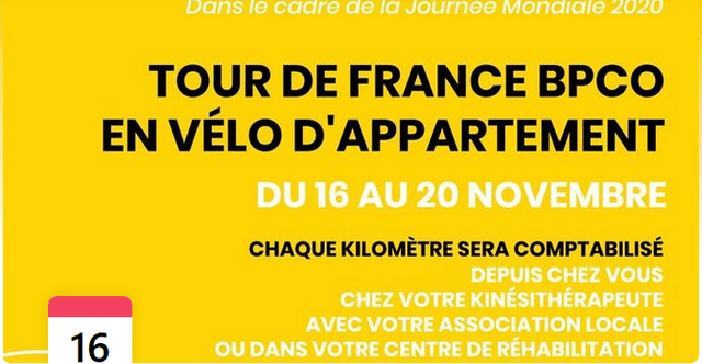 Du 16 au 20 novembre : pédalez ou marchez pour la BPCO !